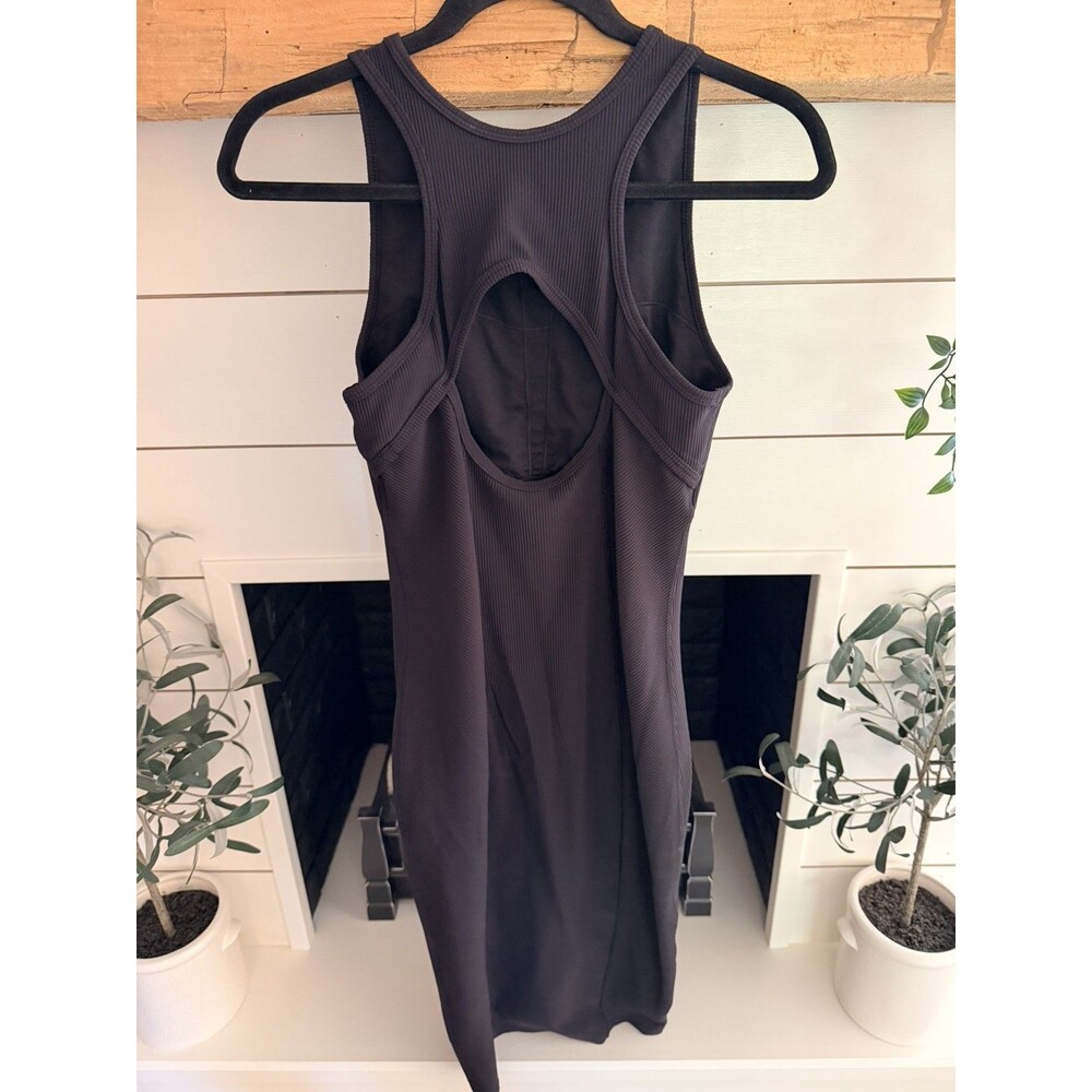Lululemon Brunch and Back Ribbed Midi Black Dress Sz 6 Women’s Sweat Wicking - Picture 2 of 9